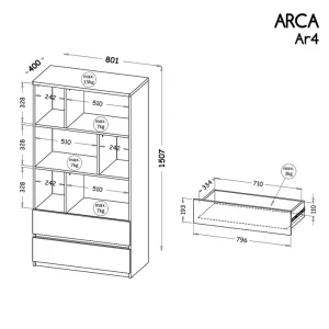 Knihovna 80 cm se zásuvkami Arca 04 Bílý