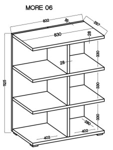 Otevřená nízká police 112 cm Více 06 Šedá