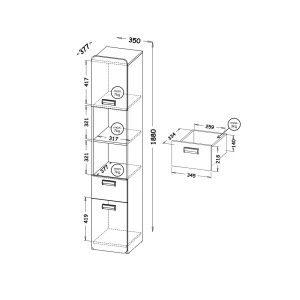 Knihovna 35 cm se zásuvkou Lorento 03 Bílý/Nash dub