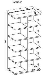 Otevřená knihovna 184 cm Více 05 Dub Sonoma