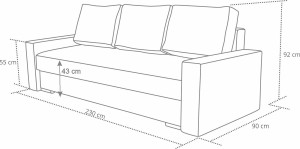 Odpružená rozkládací pohovka Klass Plus Grafit/stříbrná