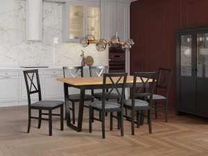 Skládací stůl 140/180x80 IKON 2 Černý/Dub Artisan