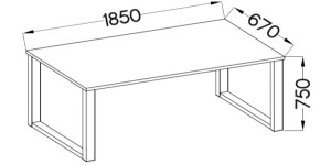 Loftový stůl Imperial 185x67 Dub Lancelot