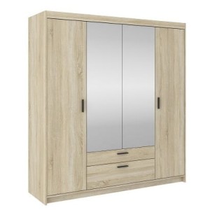 Čtyřdveřová šatní skříň se zrcadlem Elena 4D SO04 dub Sonoma