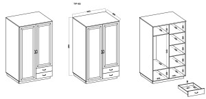 Skříňka se zásuvkami Flawia 120 WHAR 2D 2S bílá/dub Artisan