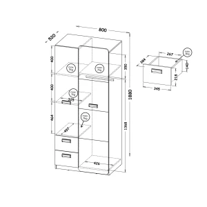 Skříňka 80 cm se zásuvkami Lorento 01 Bílý/Nash dub