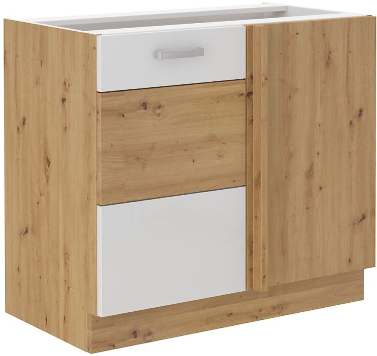 ARTISAN HG 105 ND 1F Bílá/dubová rohová kuchyňská skříňka