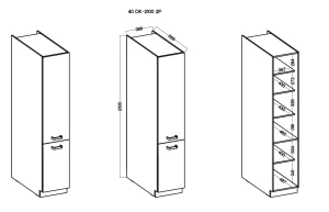 Komínová skříňka pro kuchyň ARTISAN HG 40 DK-210 2F Bílá/Dubová