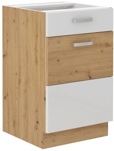 ARTISAN HG 50 D 1F 1S Bílá/dubová stojící kuchyňská linka se zásuvkou