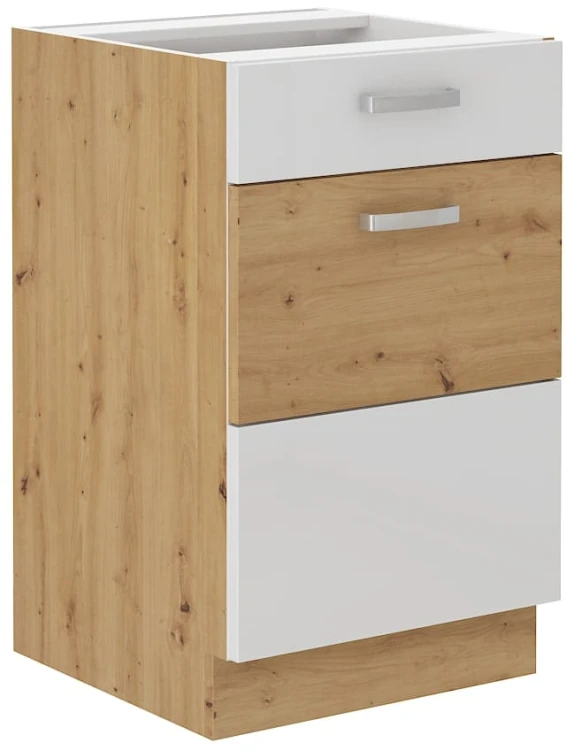 ARTISAN HG 50 D 1F 1S Bílá/dubová stojící kuchyňská linka se zásuvkou