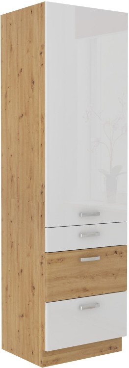 Komínová skříňka do kuchyně se zásuvkami ARTISAN HG 60 DKS-210 3S 1 F Bílá/dub Artisan