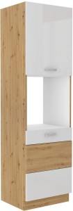 Komínová skříňka do kuchyně pod troubu ARTISAN HG 60 DP-210 2F bílá/dubová