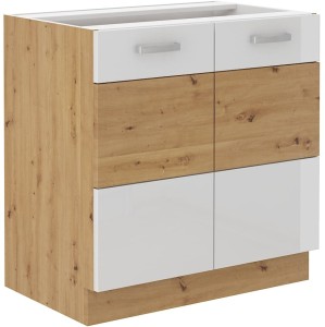 ARTISAN HG 80 D 2F Bílá/dubová kuchyňská stojanová skříňka