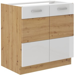 Podomítková kuchyňská skříňka ARTISAN HG 80 ZL 2F Bílá/Dubová