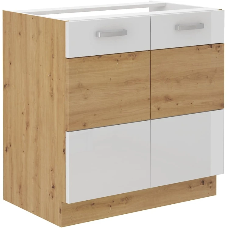 Podomítková kuchyňská skříňka ARTISAN HG 80 ZL 2F Bílá/Dubová