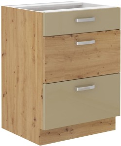 ARTISAN HG 60 D 3S Cappucino/dub stojící kuchyňská linka se zásuvkami