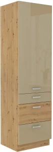 Komínová skříňka do kuchyně se zásuvkami ARTISAN HG 60 DKS-210 3S 1 F Cappucino/Dub Artisan