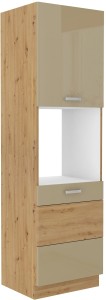 Komínová skříňka do kuchyně pod troubu ARTISAN HG 60 DP-210 2F Cappucino/Oak