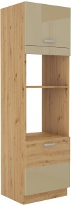 Komínová skříňka do kuchyně pod troubu a mikrovlnnou troubu ARTISAN HG 60 DPM-210 2F Cappucino/Dub Artisan