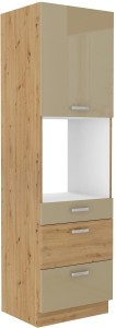 Komínová skříňka pro kuchyně se zásuvkami pod troubu ARTISAN HG 60 DPS-210 3S 1 F Cappucino/Dub Artisan