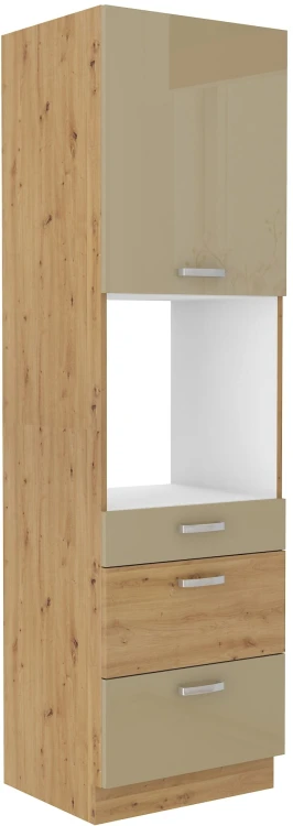 Komínová skříňka pro kuchyně se zásuvkami pod troubu ARTISAN HG 60 DPS-210 3S 1 F Cappucino/Dub Artisan