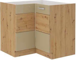 Rohová kuchyňská linka ARTISAN HG 89x89 DN 1F Cappucino/Dub Artisan