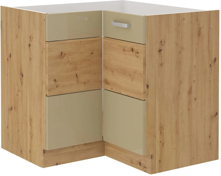Rohová kuchyňská linka ARTISAN HG 89x89 DN 1F Cappucino/Dub Artisan