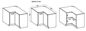 EKO rohová kuchyňská rohová skříňka 89x89 DN 1F bílá