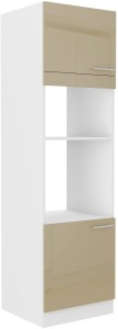 Komínová skříňka do kuchyně pro troubu a mikrovlnnou troubu LARA 60 DPM-210 2F Cappucino/bílá