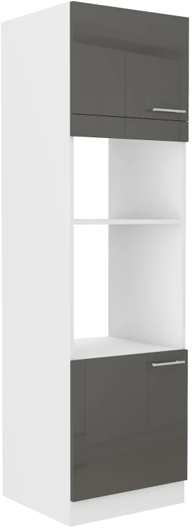 Komínová skříňka do kuchyně pro troubu a mikrovlnnou troubu LARA 60 DPM-210 2F Grafitová/bílá