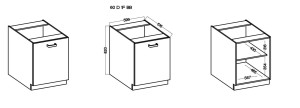 Skříňka do kuchyně LARA 60 D 1F BB Bílá/bílá