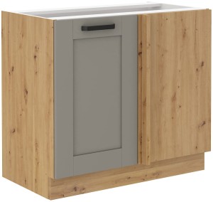LUNA 105 ND 1F Hlína šedý/Dub Rohová kuchyňská skříňka Artisan