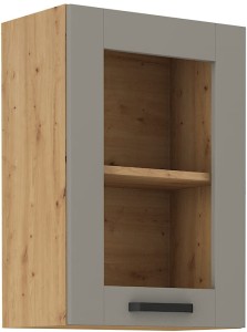 Horní skříňka do kuchyně s vitrínou LUNA 40 GS-72 1F Hlína šedý/Dub Artisan