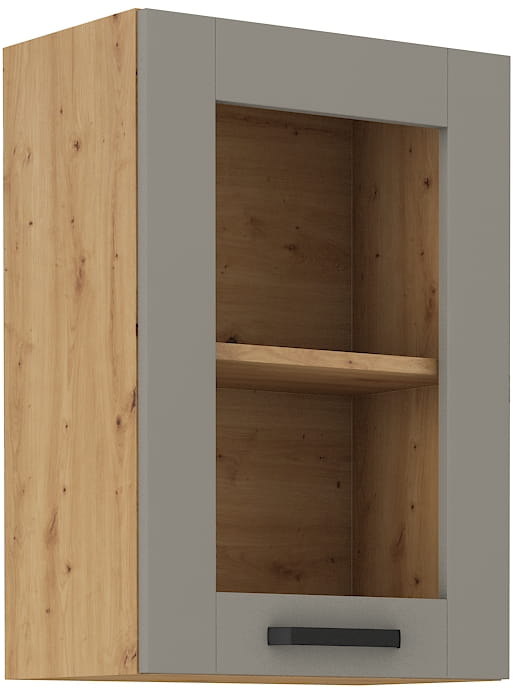 Horní skříňka do kuchyně s vitrínou LUNA 40 GS-72 1F Hlína šedý/Dub Artisan