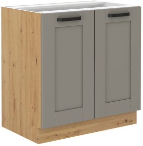 LUNA 80 D 2F BB Hlína šedý/Artisan Dub Kuchyňská stojanová skříňka