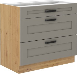 LUNA 80 D 3S Hlína šedý/Artisan Dub Kuchyňská nástěnná skříňka se 3 zásuvkami LUNA 80 D 3S Hlína šedý/Artisan Oak