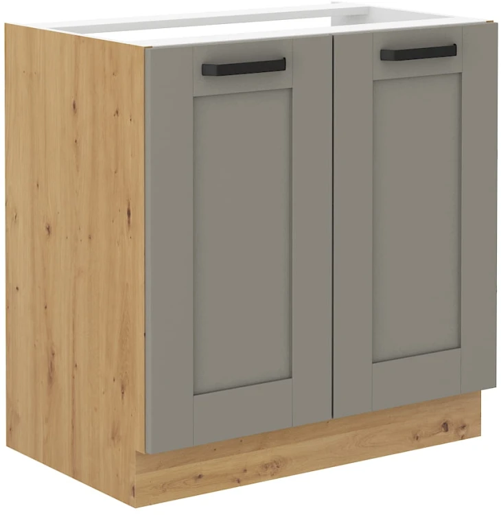 Kuchyňská linka pod dřez LUNA 80 ZL 2F Hlína šedý/Dub Artisan