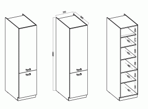 Komínová skříňka do kuchyně LUNA 40 DK-210 2F Hliněná šedá/bílá