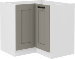 LUNA 89x89 DN 1F Hlína šedý/Bílý rohová kuchyňská stojanová skříňka