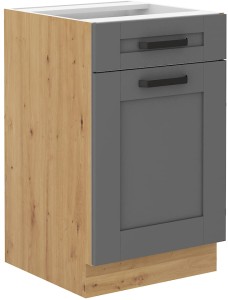 Kuchyňská stojící skříňka se zásuvkou LUNA 50 D 1D 1S šedý/Dub Artisan