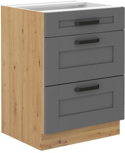 Lavice se 3 zásuvkami LUNA 60 D 3S šedý/Dub Artisan