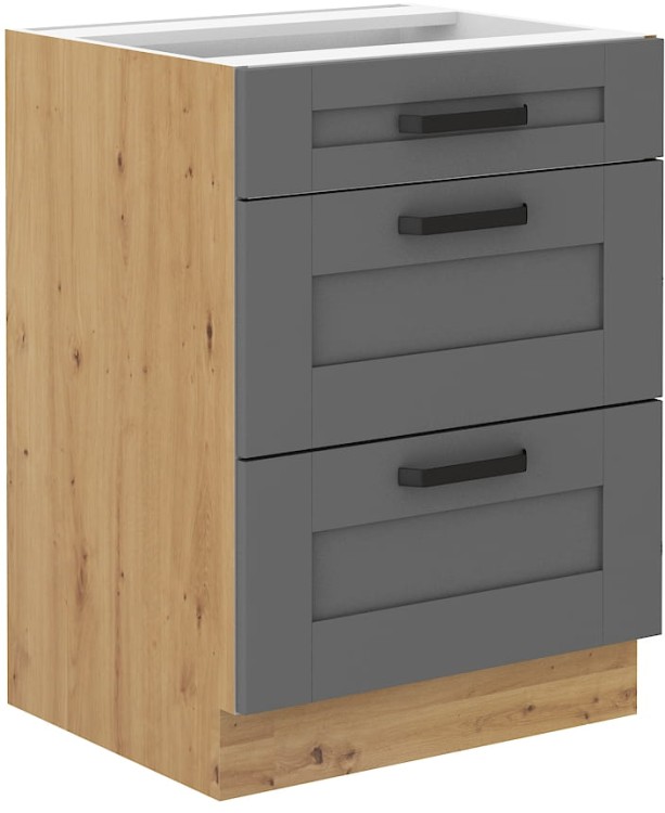 Lavice se 3 zásuvkami LUNA 60 D 3S šedý/Dub Artisan