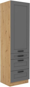 Komínová skříňka do kuchyně se 3 zásuvkami LUNA 60 DKS-210 3S 1F šedý/Dub Artisan