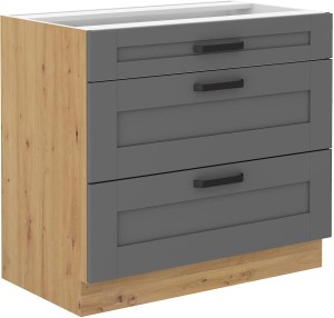Lavice se 3 zásuvkami LUNA 80 D 3S šedý/Dub Artisan