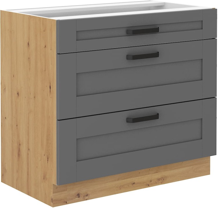 Lavice se 3 zásuvkami LUNA 80 D 3S šedý/Dub Artisan
