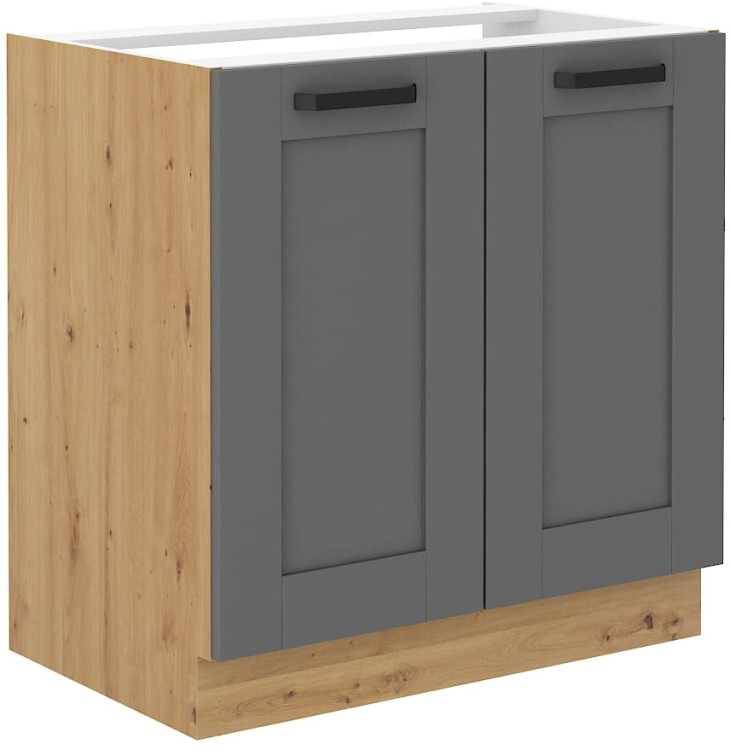 Kuchyňská skříňka pod linku LUNA 80 ZL 2F šedý/Dub Artisan
