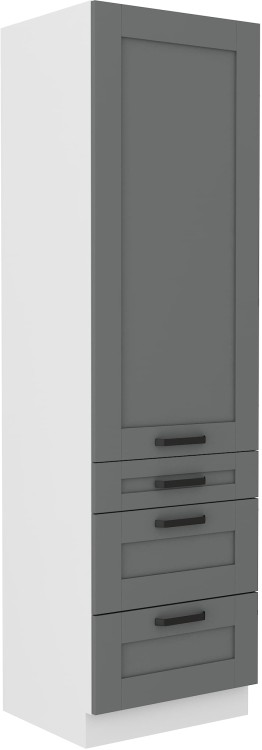 Komínová skříňka do kuchyně se 3 zásuvkami LUNA 60 DKS-210 3S 1F šedá/bílá