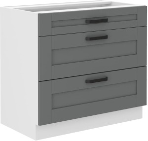 Volně stojící kuchyňská linka LUNA 80 D 3S se 3 zásuvkami šedá/bílá