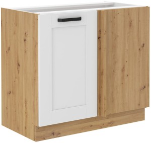 LUNA 105 ND 1F Bílá/dubová rohová kuchyňská linka Artisan