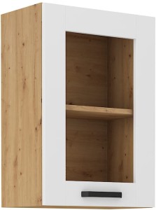 Horní skříňka do kuchyně s vitrínou LUNA 40 GS-72 1F bílá/dub Artisan